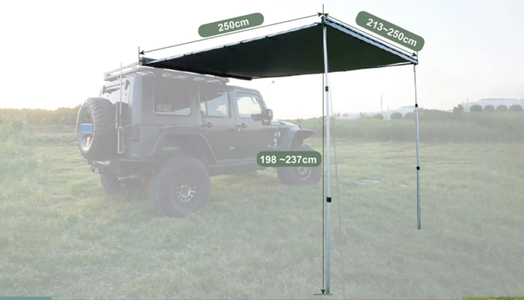 CAMPER-MARINE CM-W5321G, 213X250 Маркиза автомобильная полуавтоматическая, корпус черный, полотно серое