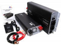 Инвертор MobileComfort S2012-BC, 2000Вт, 12В, чистый синус,  розетка 230V, встроенное зарядное устройство 20А, схема приоритетов 230V, функция бесперебойника, USB выход, в комплекте настенная панель управления