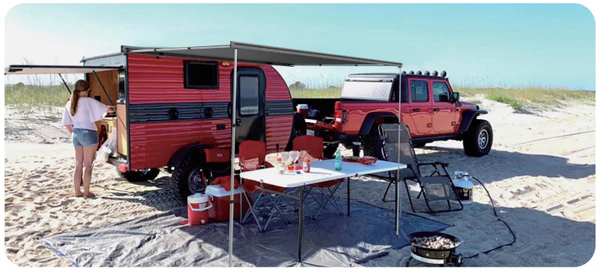 CAMPER-MARINE CM-W5321G, 213X250 Маркиза автомобильная полуавтоматическая, корпус черный, полотно серое