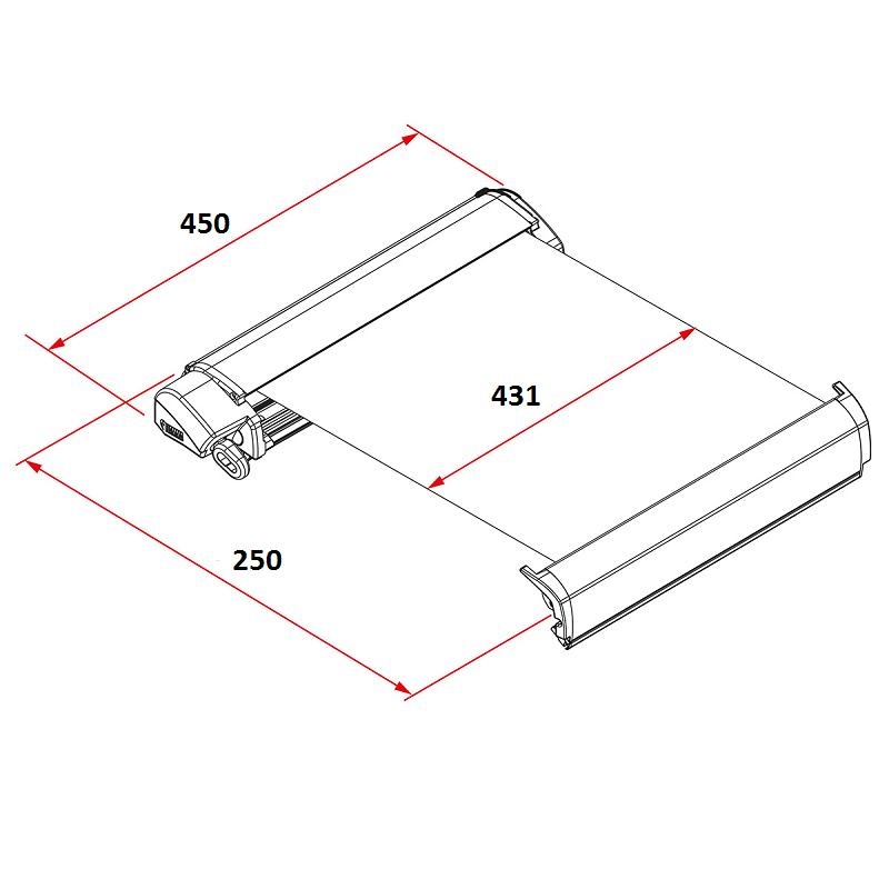 Fiamma F80S, 4.5м Маркиза накрышная корпус белый, полотно серое