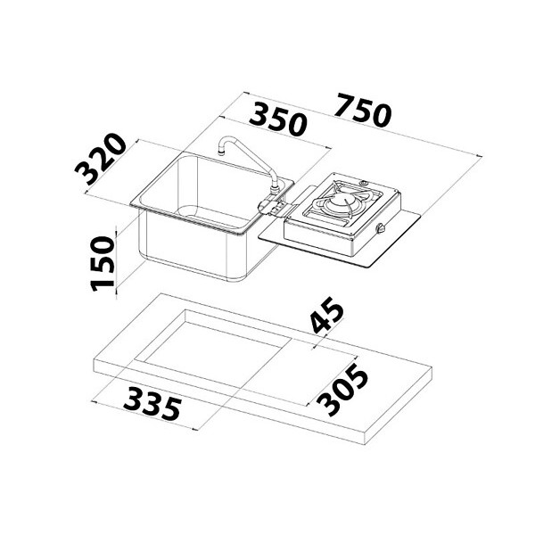 Варочная панель газовая Can LC 1710, с раковиной