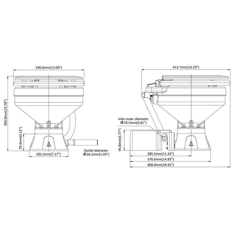Туалет Seaflo компакт, 12В, мацераторный