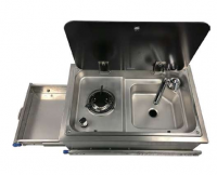 Camper-Marine GR-C022 Комбинированная выдвижная кухня с газовой плитой, раковиной и разделочным столом, нержавеющая сталь.