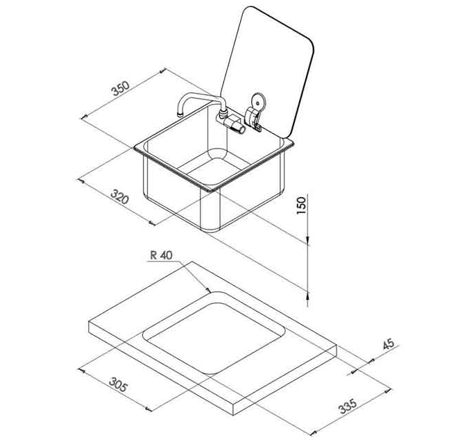 Раковина Can 1760, 320х350х150 мм