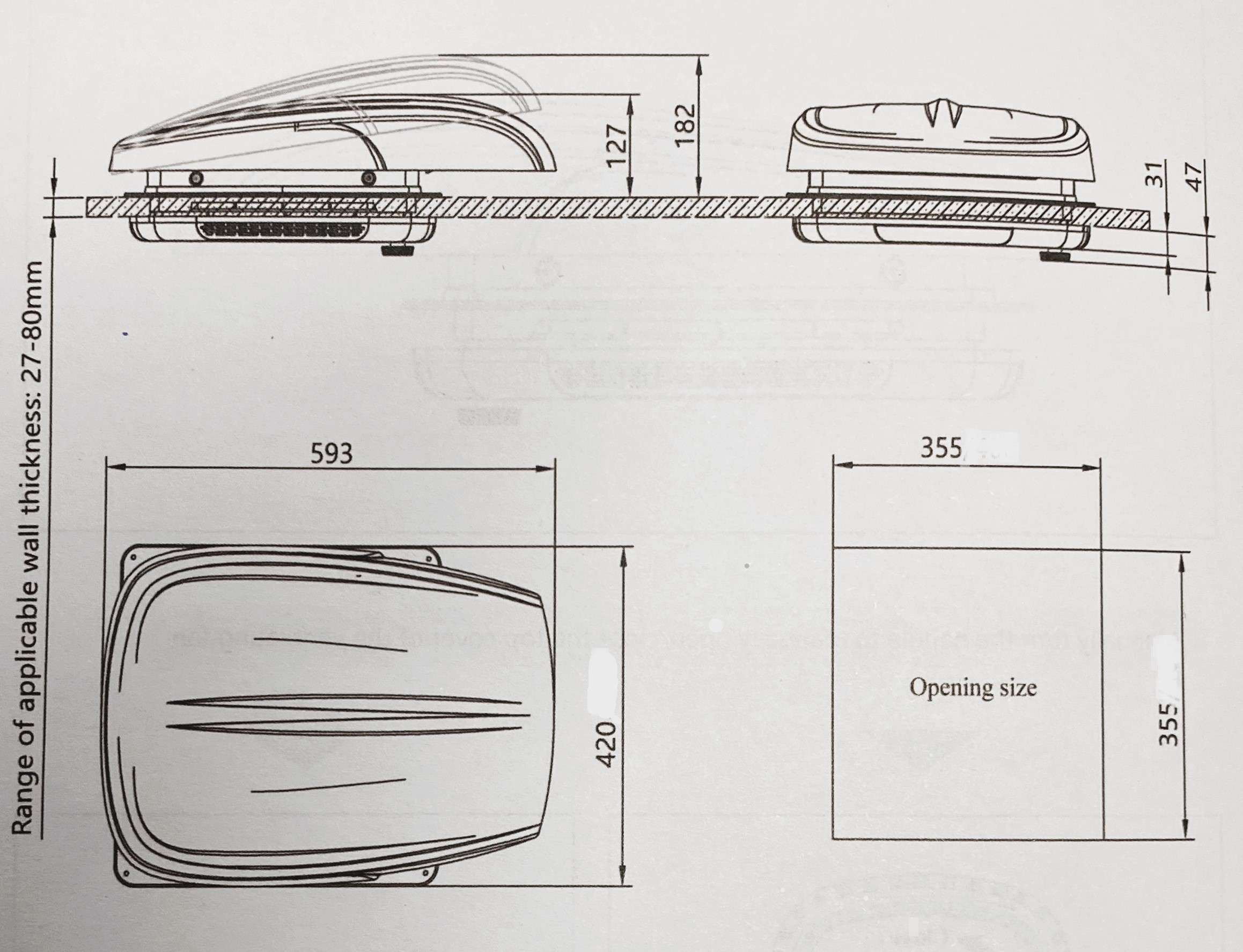 Люк с вентилятором Freucamp RV Plusfan 3J-PF 360*360 white (белый)