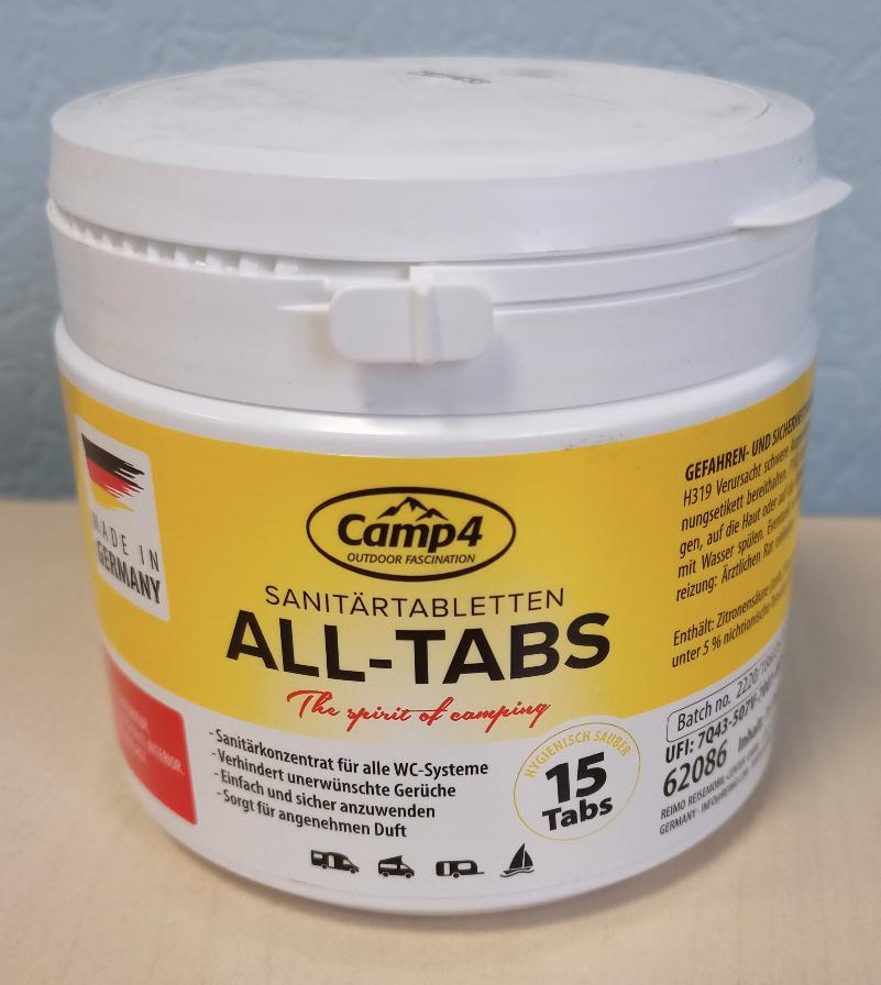 Таблетки для кассетных и переносных биотуалетов Camp4 All-Tabs, 15 шт.