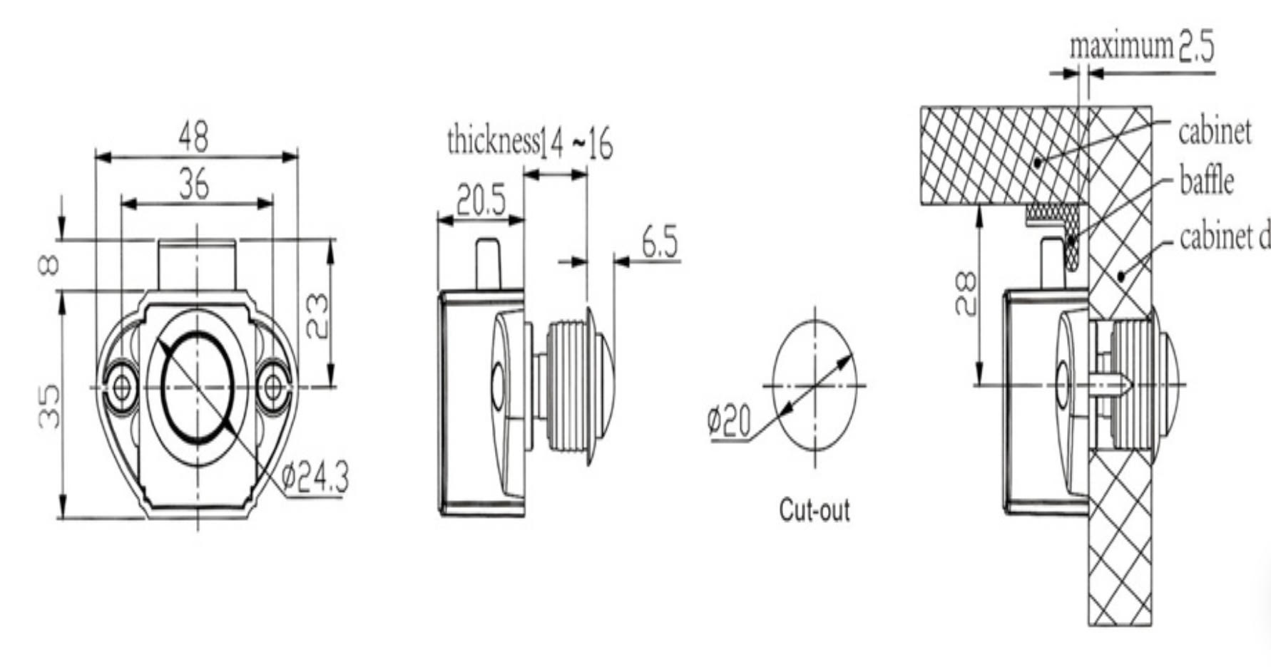 Защёлка мебельная-Furniture Lock Series BL02N-WC