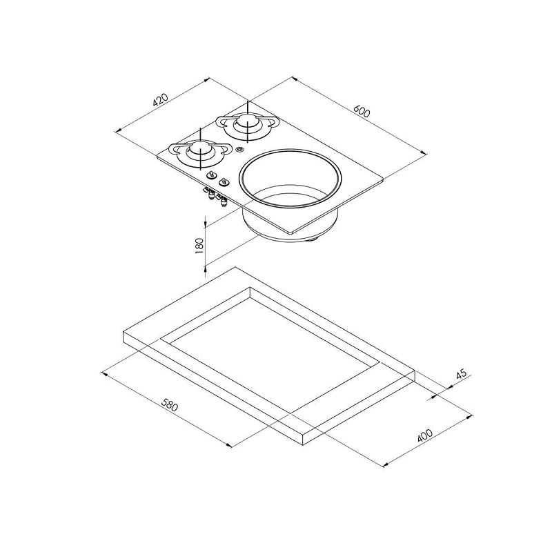 Варочная панель газовая  Can PV 1360, с раковиной