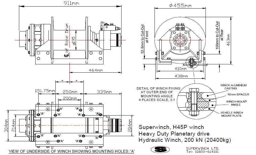 H45P лебедка гидравлическая планетарная с пневмосцеплением