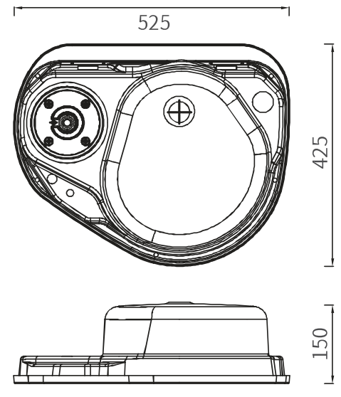 Camper-Marine GR-600L Варочная поверхность газовая встраиваемая  одноконфорочная из нержавеющей стали с круглой раковиной со стеклянной крышкой и пьезоподжигом, левая.