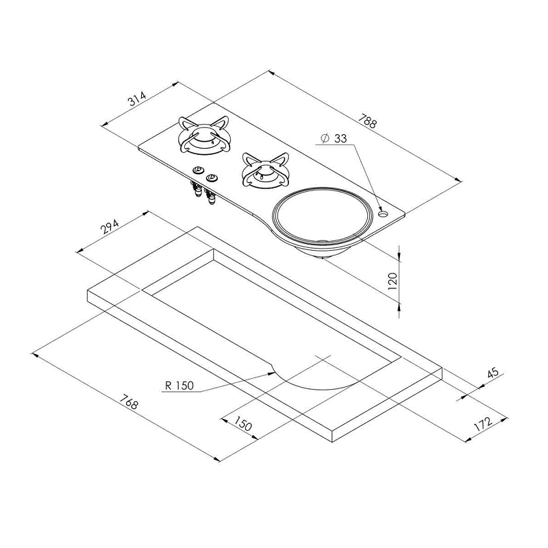 Варочная панель газовая Can PV 1364, с раковиной