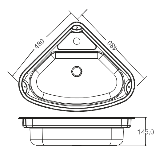 Camper-Marine GR-610R Раковина встраиваемая угловая со стеклянной крышкой, правая.