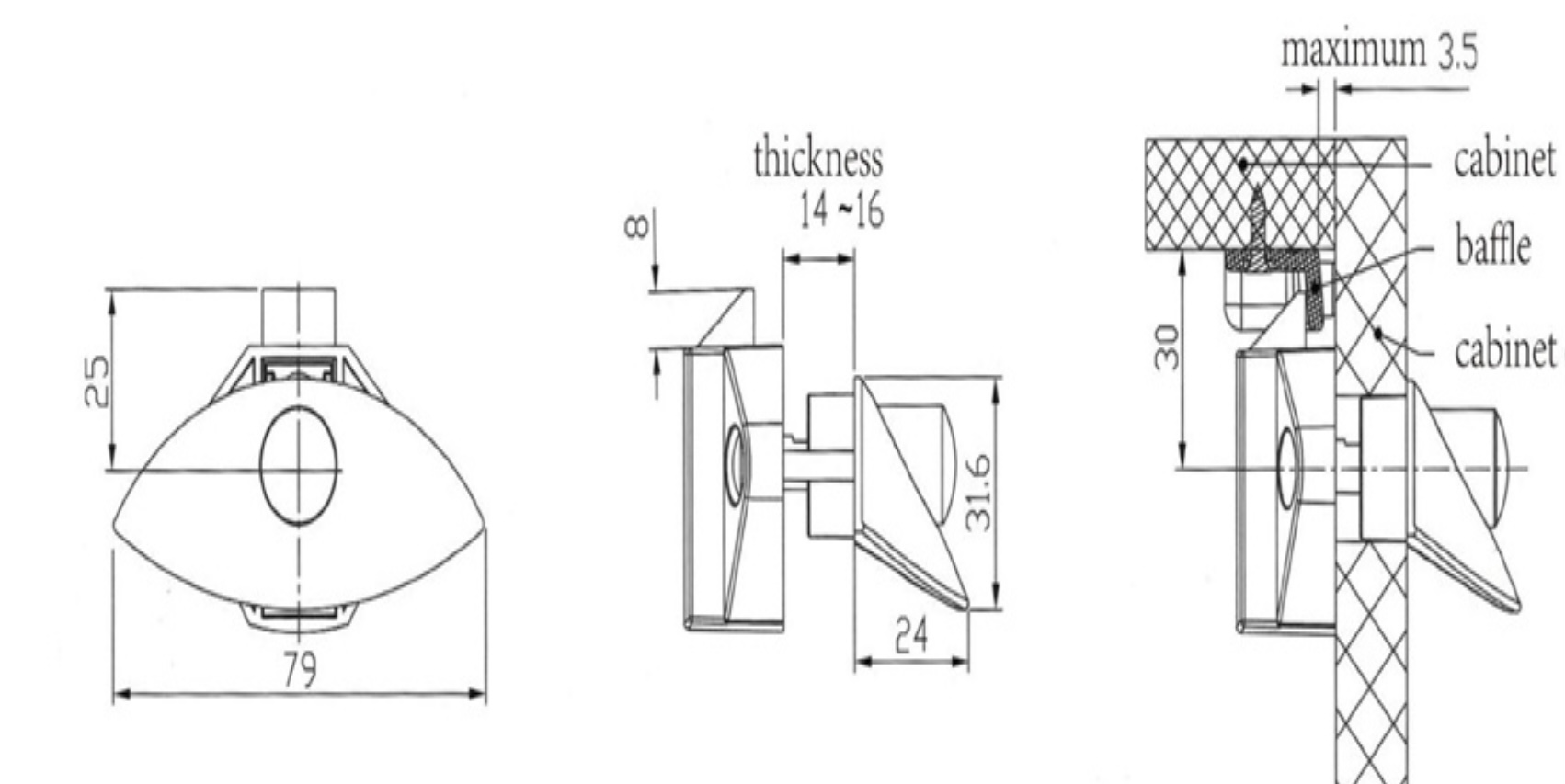 Мебельная ручка с кнопкой Furniture Lock Series BL03-SN