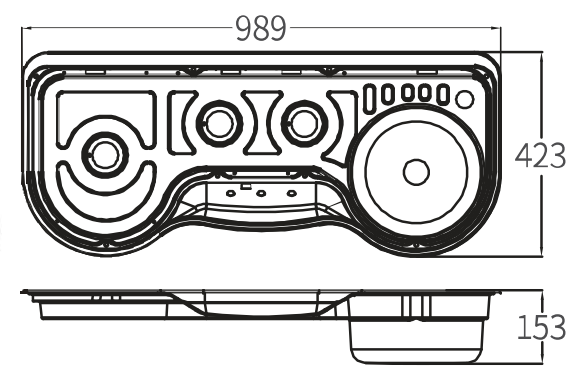 Camper-Marine GR-935 Варочная поверхность  газовая встраиваемая трехконфорочная из нержавеющей стали с круглой раковиной со стеклянной крышкой и пьезоподжигом, правая.
