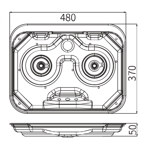 Camper-Marine  GR-587 Плита встраиваемая газовая  двухконфорочная из нержавеющей стали со стеклянной крышкой и пьезоподжигом.
