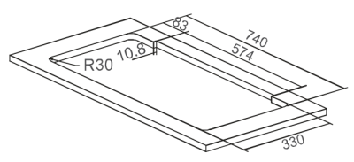 Camper-Marine GR-904R Варочная поверхность газовая двухконфорочная с раковиной, нержавеющая сталь со стеклянной крышкой и пьезоподжигом, правая.