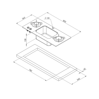 Варочная панель газовая Can PV 1366, с раковиной