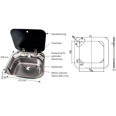 Раковина SNG 4237, 415х156х365 мм
