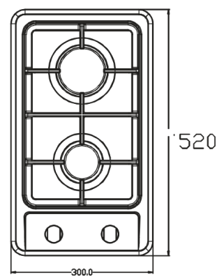 Camper-Marine  GR-1002 Плита встраиваемая газовая  двухконфорочная из нержавеющей стали с пьезоподжигом.