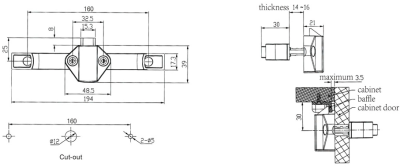 Мебельная ручка с кнопкой Furniture Lock Series BL06-160-SN