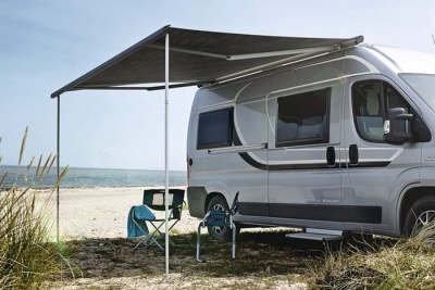 MobileComfort ME350WG Маркиза настенная электрическая, корпус белый, полотно светло-серое