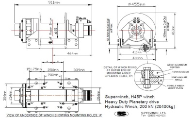 H45P лебедка гидравлическая планетарная с пневмосцеплением