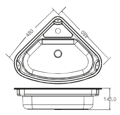 Camper-Marine GR-610R Раковина встраиваемая угловая со стеклянной крышкой, правая.